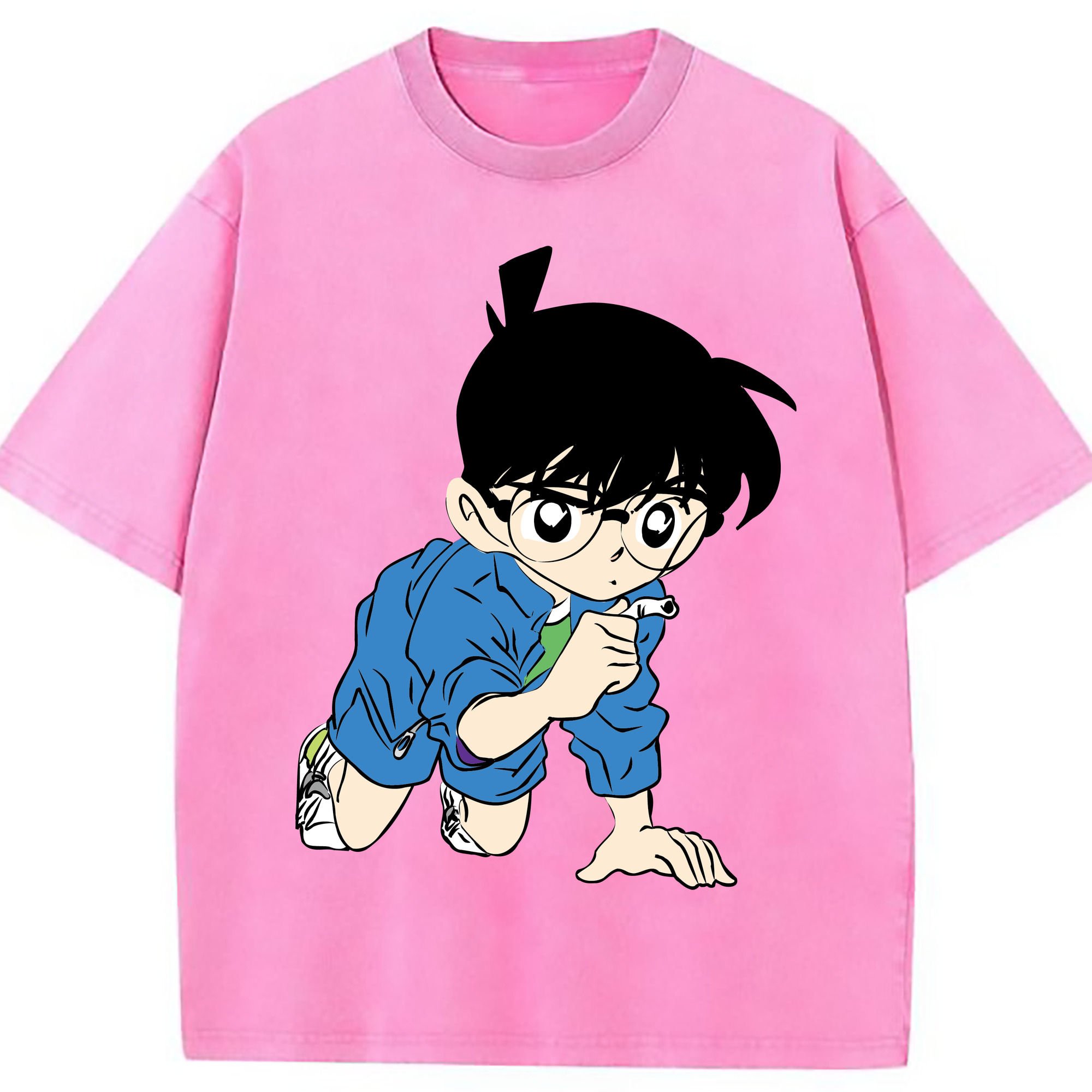 （画像用） 名探偵コナン 江戸川 コナン Detective Conan Conan Edogawa 綿100% ヴィンテージ風 半袖Tシャツ（フロントプリント）